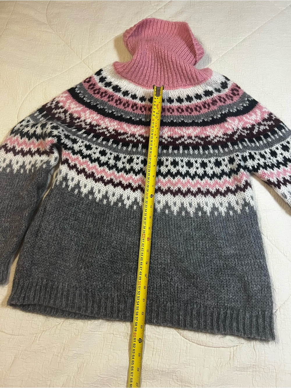 Simons Acrylic Mohair Blend Fair Isle Turtleneck Cottagecore Sweater-M - Picture 12 of 14